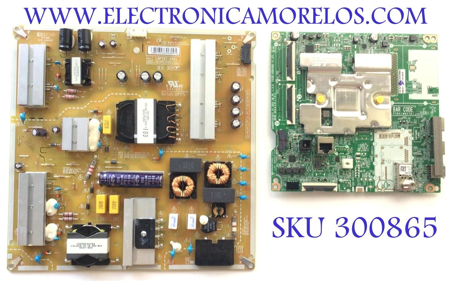 KIT DE TARJETAS PARA TV LG UHD SMART TV / MAIN EBT66628006 / EAX69715102 / 66628006 / EAX69715102(1.0) / FUENTE EAY65769222 / EAX69063802 / LGP75T-20U1 / 3PCR02658B / PANEL NC750DQG-ABGRA / DISPLAY HV750QUB-F9D / MODELO 75UP7070PUD / 75UP7070PUD.BUSFLKR
